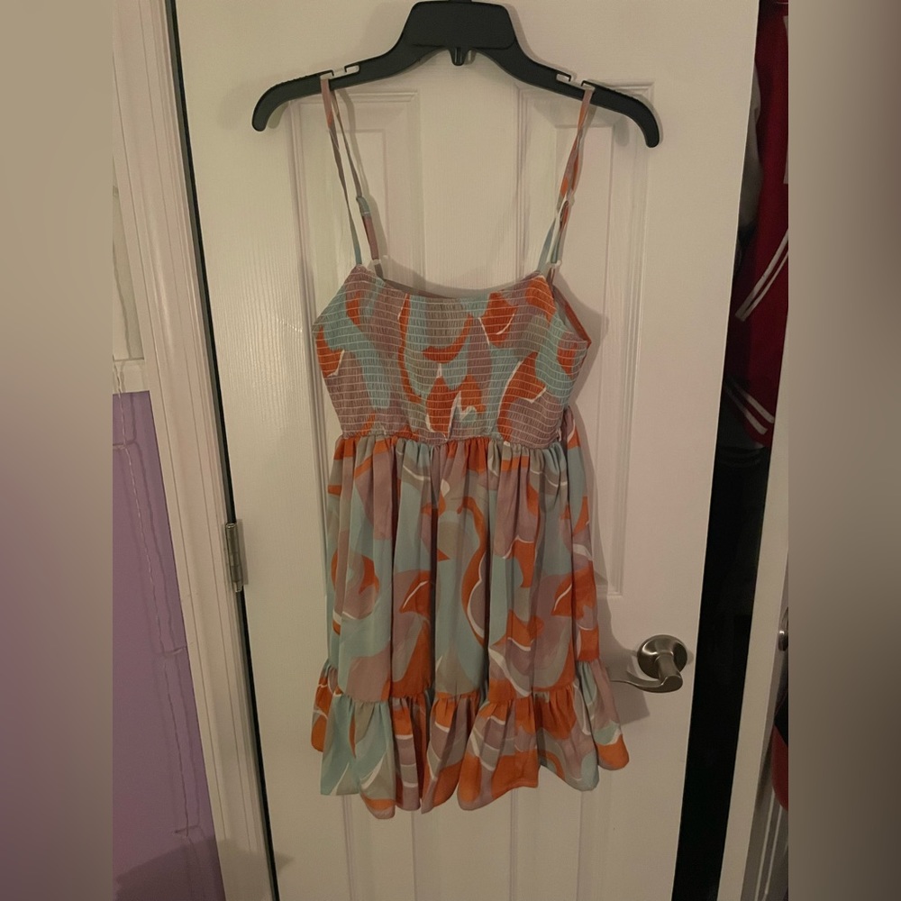 Shein Allover Print Shireed Knot Vackless Cami Dress